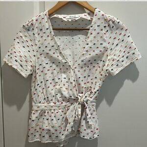 XXS Madewell Side-Tie Top Color Bow Stitch Detail